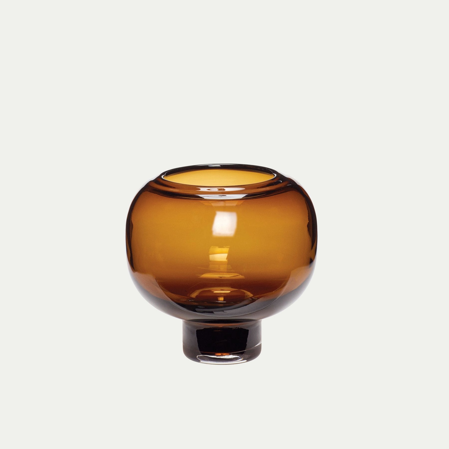 Hubsch Interior Nordic designer fish-bowl style cocoon vase in brown glass on white background