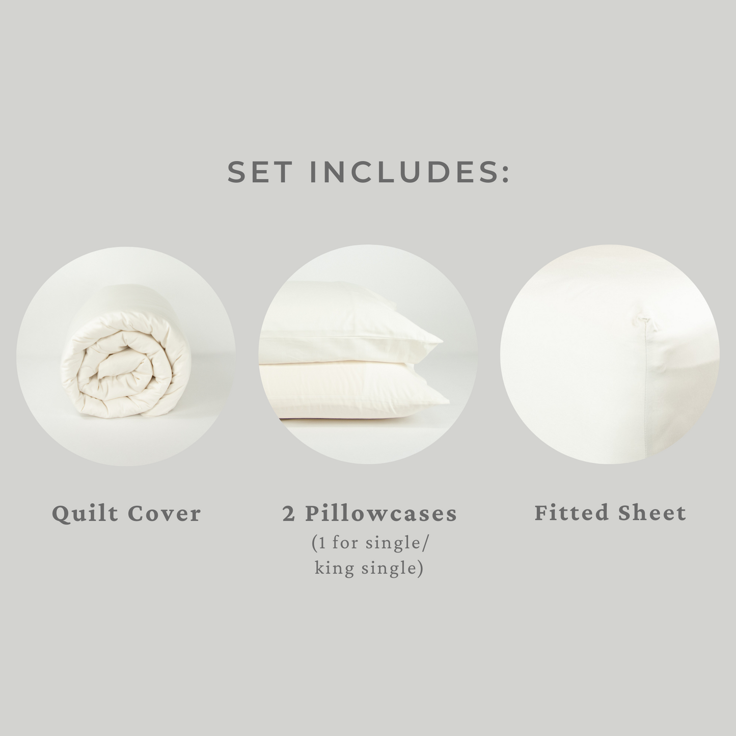 Set includes: Quilt cover and two pillowcases (1 for single or king single)
